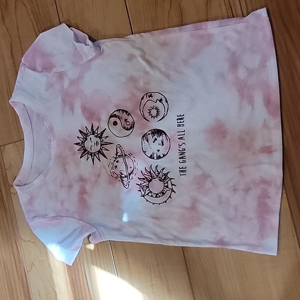 Justice tie dye pink and white tee.